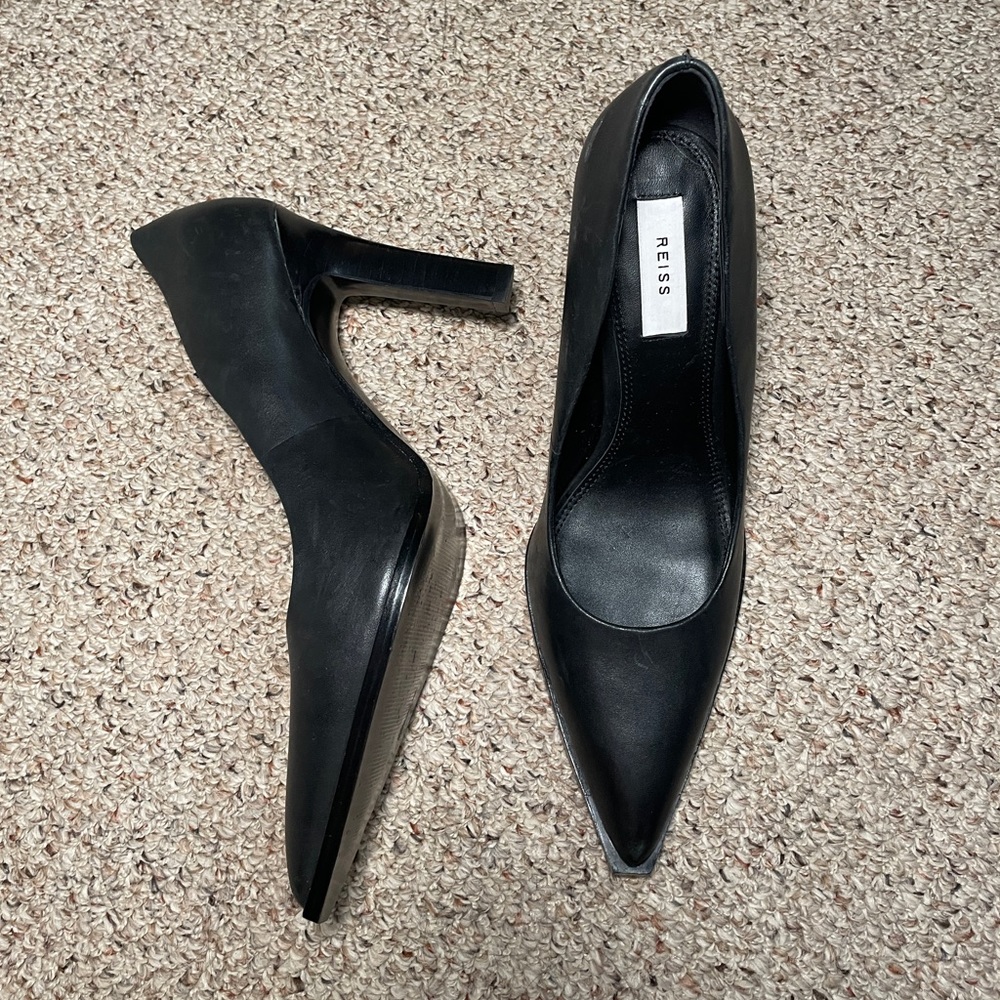 REISS genuine leather black heels
